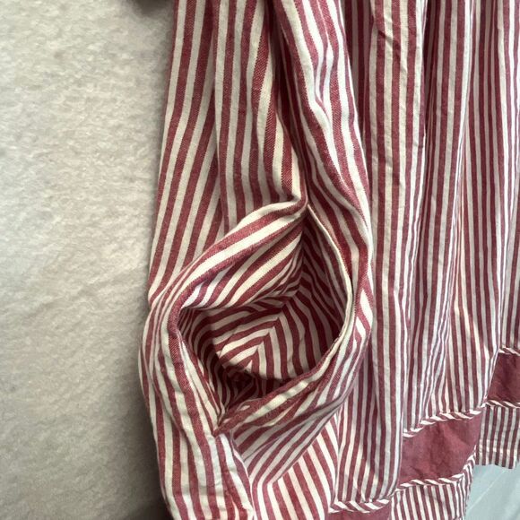 BECHAMEL Embroidered Floral Cotton Dress Small Red White Stripes Pockets Garden - Picture 8 of 15